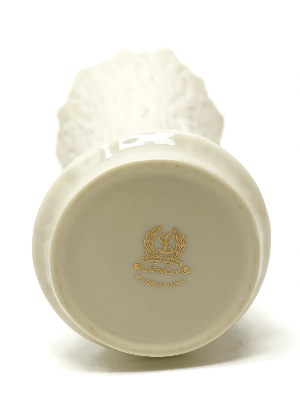 Vintage Lenox Woodland Collection Vase 6” Ivory Porcelain Embossed Leaf EUC